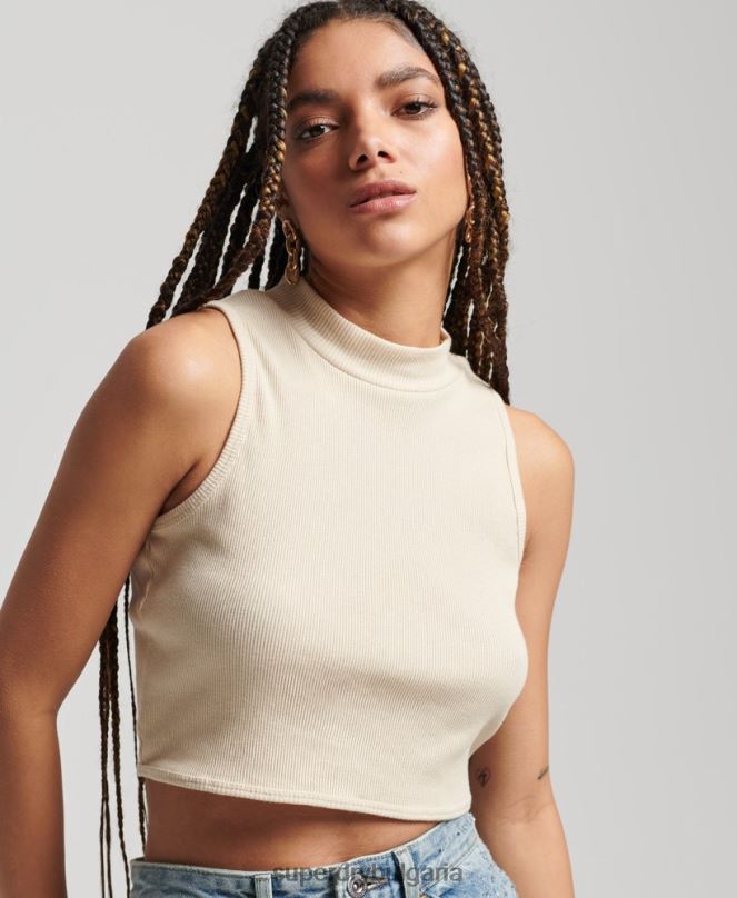 Superdry облекло N00H2940 светло сив Жени потник с изрязано деколте