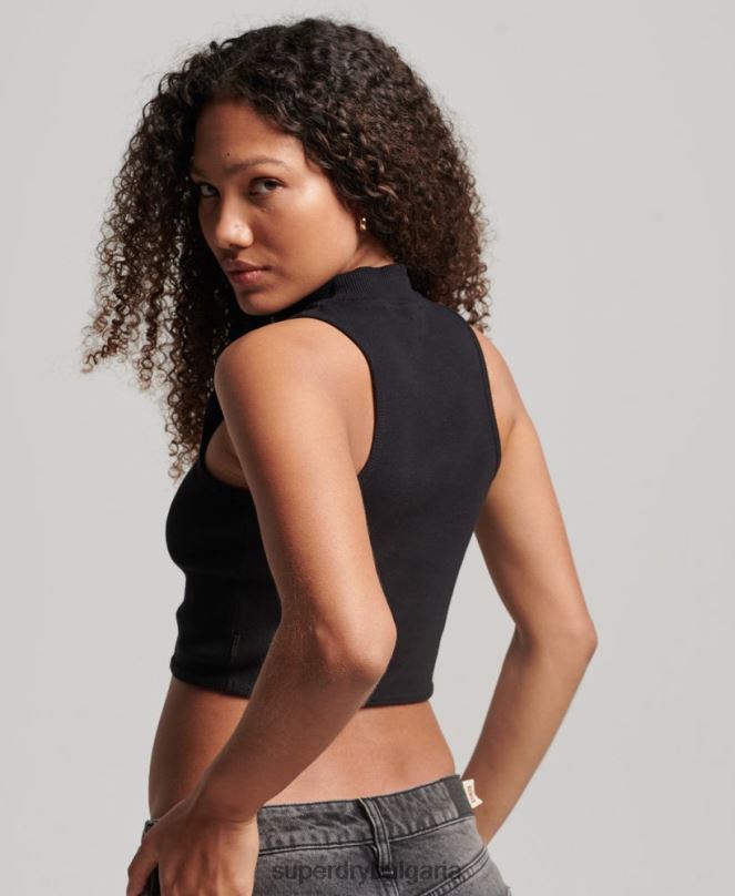 Superdry облекло N00H2953 черен Жени потник с изрязано деколте