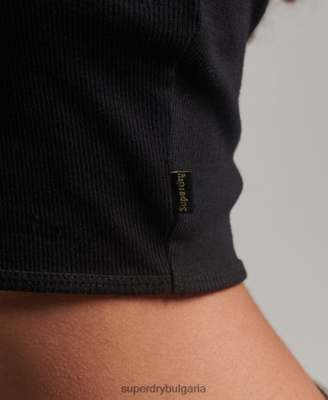 Superdry облекло N00H2953 черен Жени потник с изрязано деколте