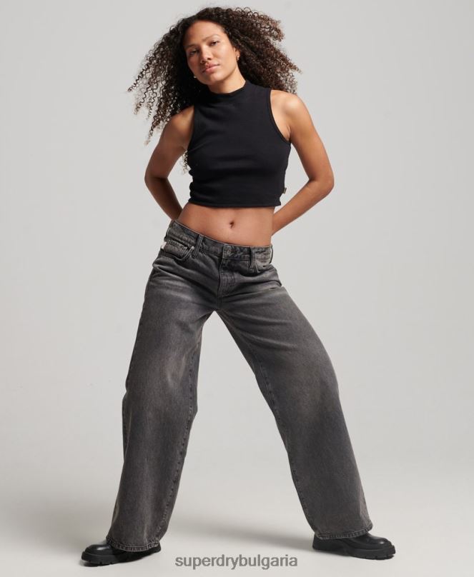 Superdry облекло N00H2953 черен Жени потник с изрязано деколте