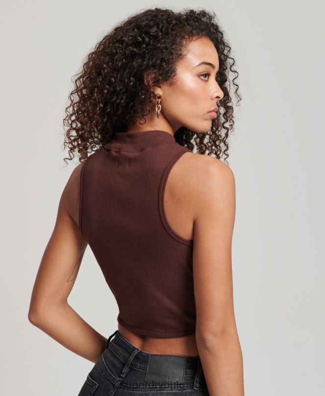 Superdry облекло N00H2954 кафяво Жени потник с изрязано деколте
