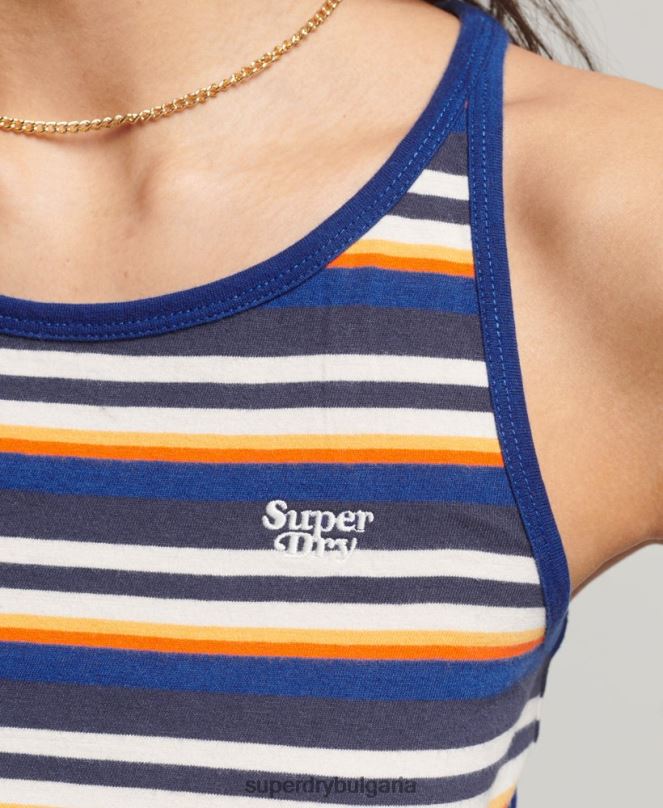 Superdry облекло N00H2958 син Жени потник за сърф с ретро райета