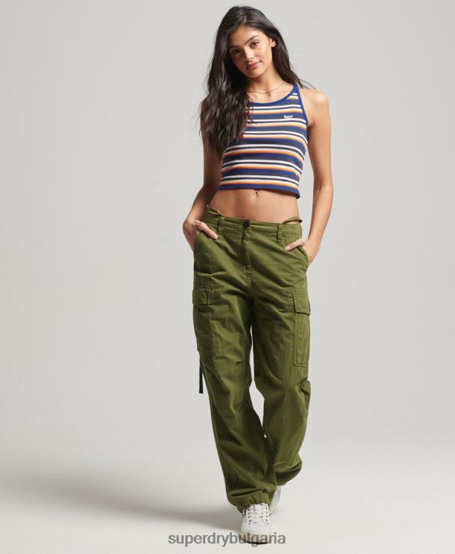 Superdry облекло N00H2958 син Жени потник за сърф с ретро райета
