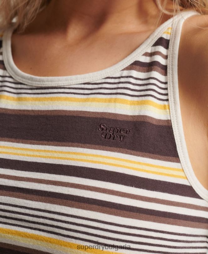 Superdry облекло N00H2962 кафяво Жени потник за сърф с ретро райета
