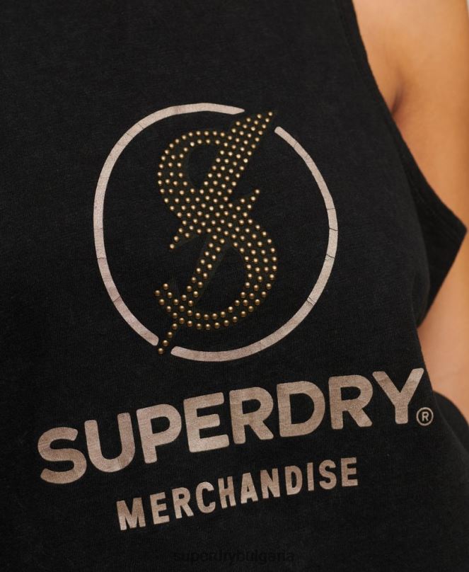 Superdry облекло N00H2964 черен Жени жилетка от магазин за ретро стоки