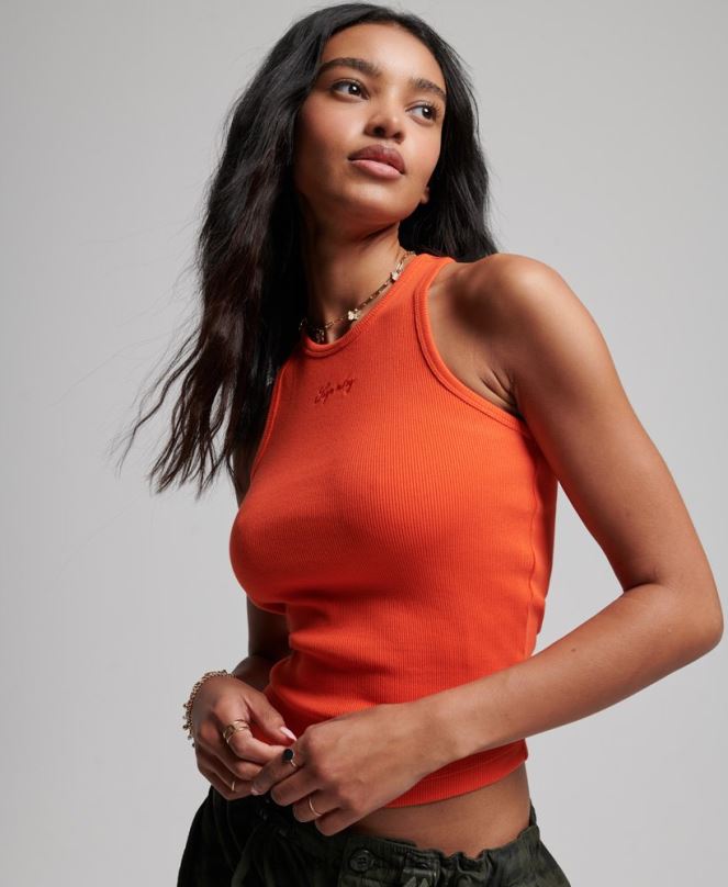 Superdry облекло N00H2980 оранжево Жени основен потник