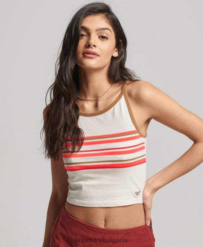 Superdry облекло N00H2981 сиво Жени потник за сърф с ретро райета