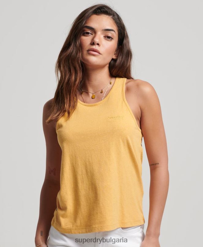 Superdry облекло N00H3002 жълто Жени жилетка с винтидж лого