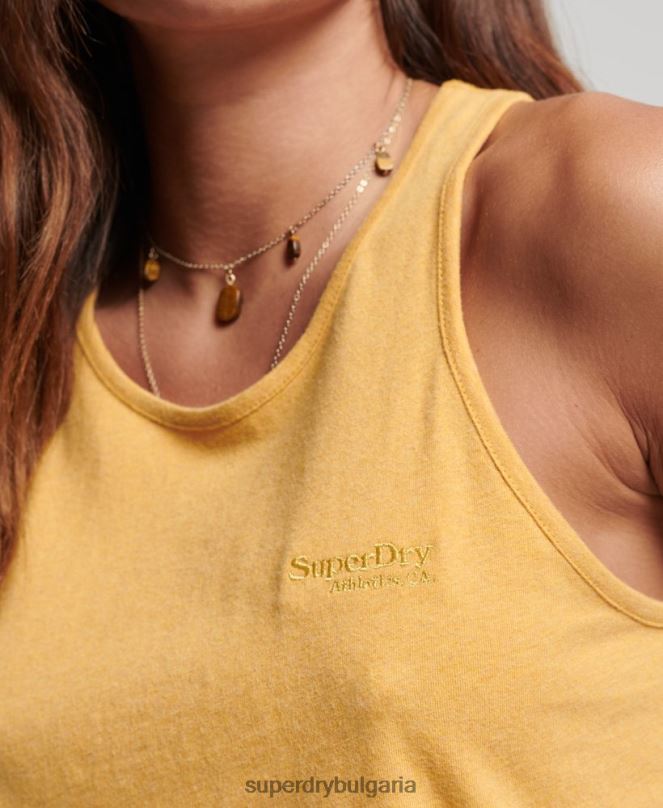 Superdry облекло N00H3002 жълто Жени жилетка с винтидж лого