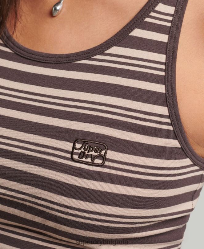 Superdry облекло N00H3022 кафяво Жени жилетка с винтидж кали райе