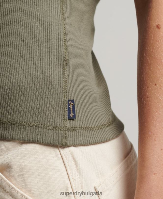 Superdry облекло N00H3032 зелено Жени горна част на жилетка с копчета