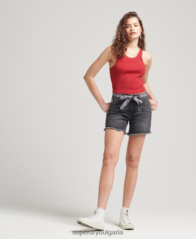 Superdry облекло N00H3049 червен Жени елек от ретро дантела от органичен памук