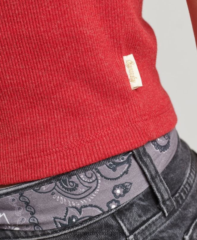 Superdry облекло N00H3049 червен Жени елек от ретро дантела от органичен памук