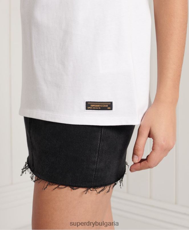 Superdry облекло N00H3060 бяло Жени жилетка с военно лого