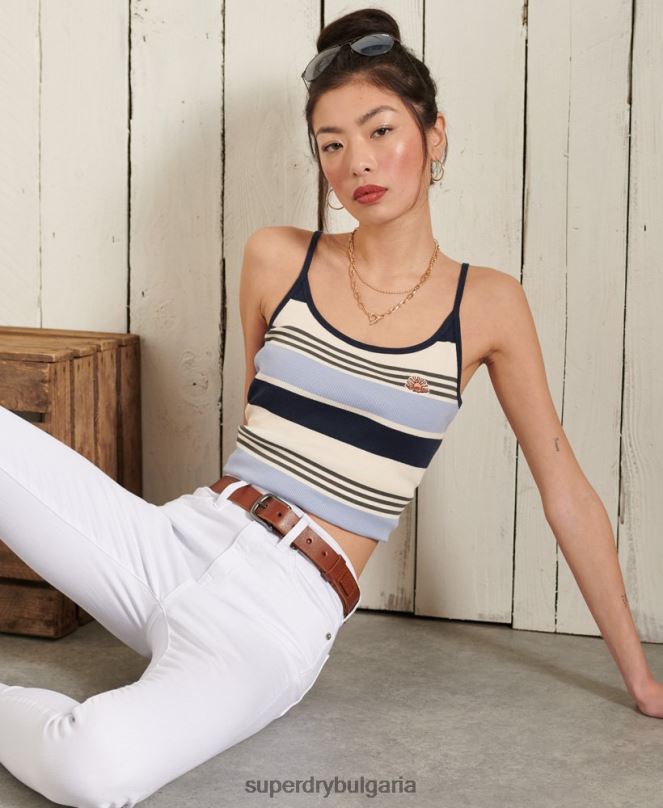 Superdry облекло N00H3076 син Жени Горнище със състезателна жилетка от органичен памук