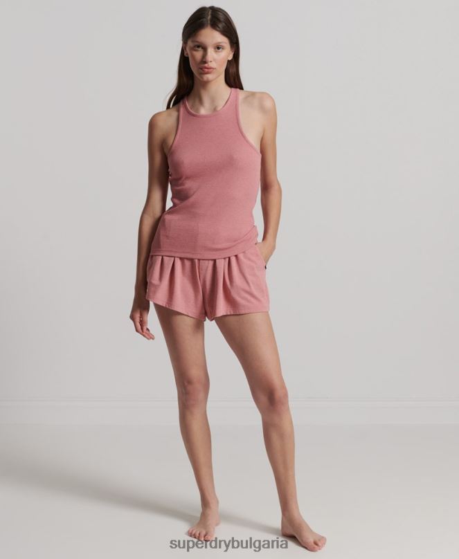 Superdry облекло N00H3078 розово Жени органичен памук рипсиран елек