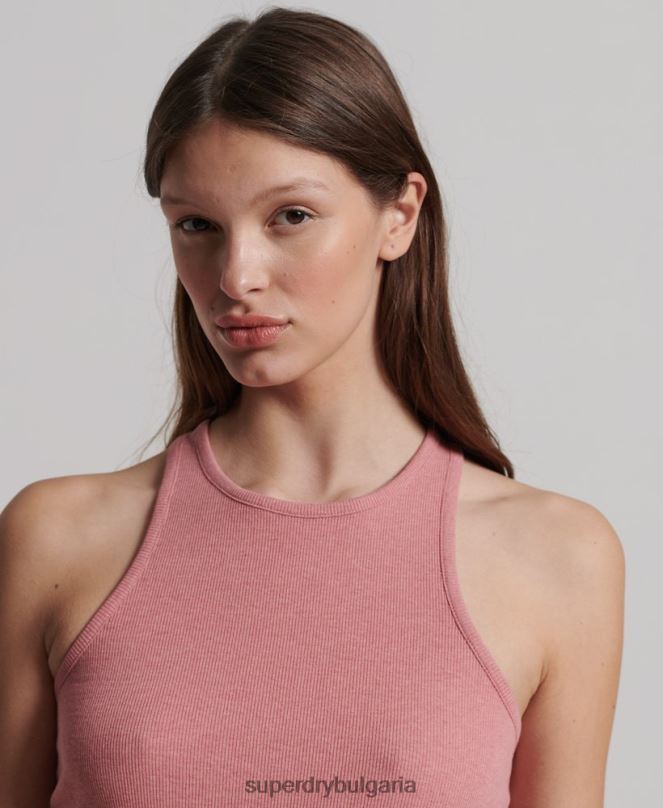 Superdry облекло N00H3078 розово Жени органичен памук рипсиран елек