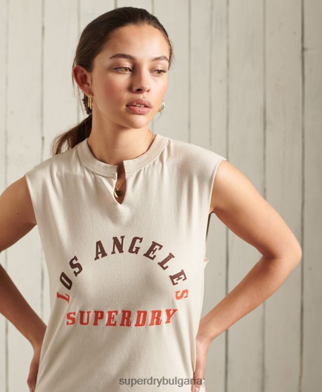 Superdry облекло N00H3079 сметана Жени бохемска горна част с елече