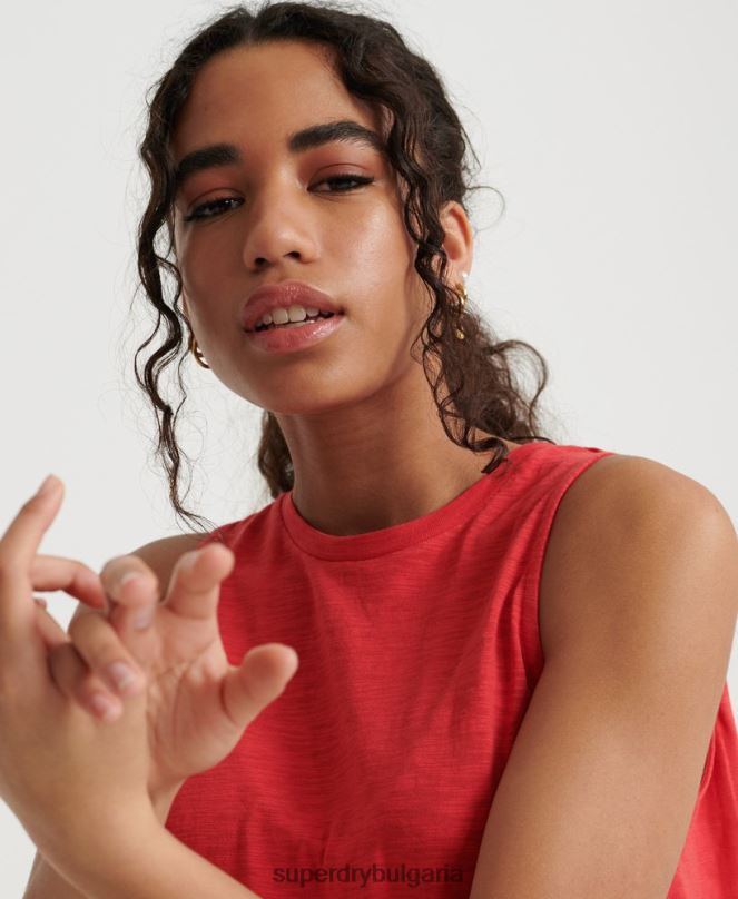 Superdry облекло N00H3080 червен Жени дантела микс жилетка топ