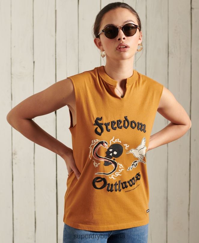 Superdry облекло N00H3081 оранжево Жени бохемска горна част с елече