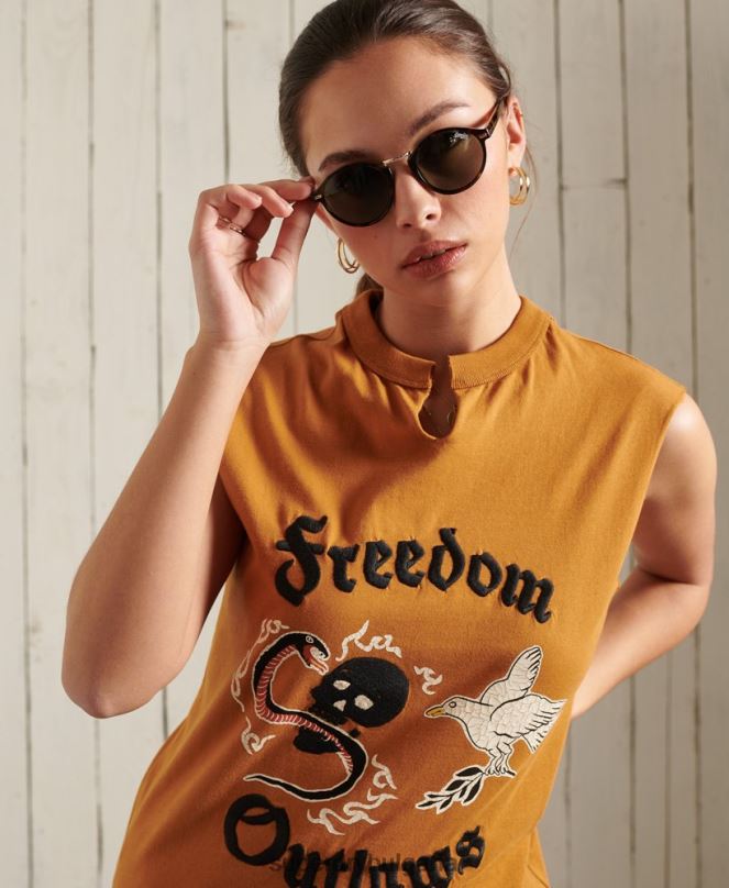 Superdry облекло N00H3081 оранжево Жени бохемска горна част с елече