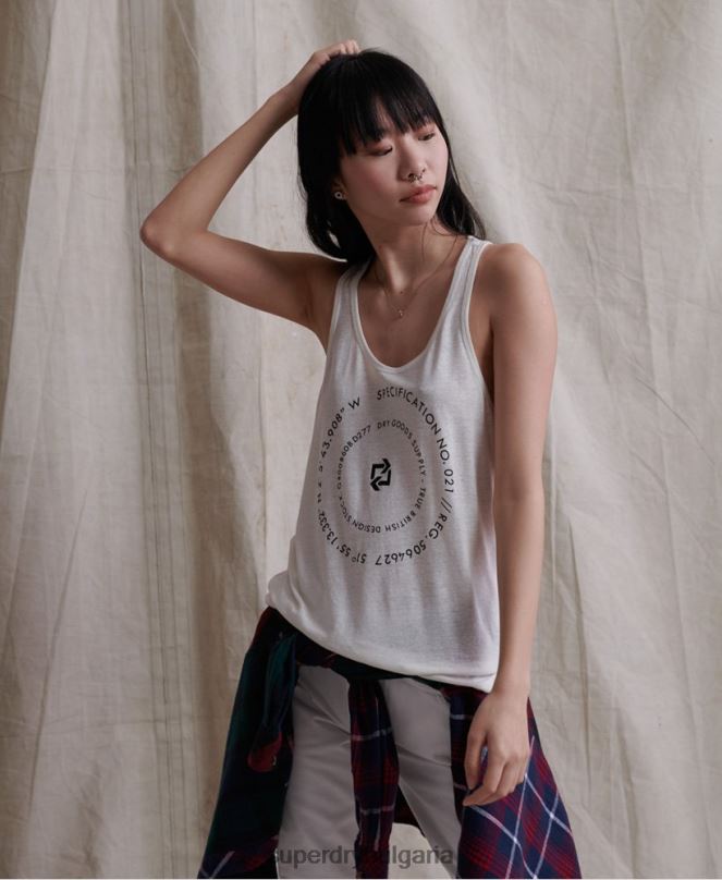 Superdry облекло N00H3083 сметана Жени пустинна ленена жилетка