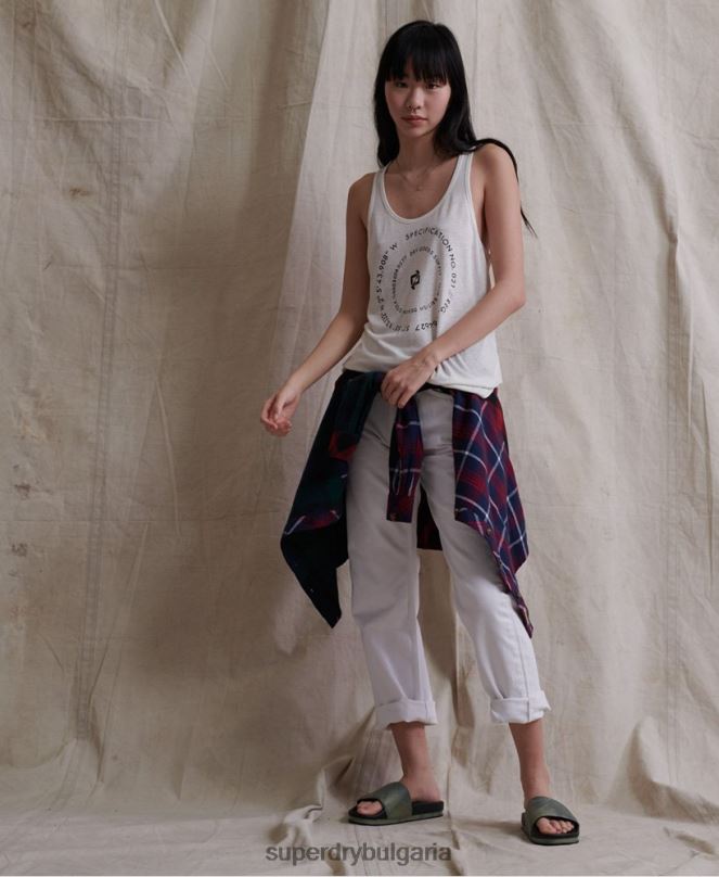 Superdry облекло N00H3083 сметана Жени пустинна ленена жилетка