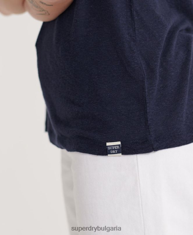 Superdry облекло N00H3086 военноморски флот Жени горна част от дантелена жилетка с шеврон