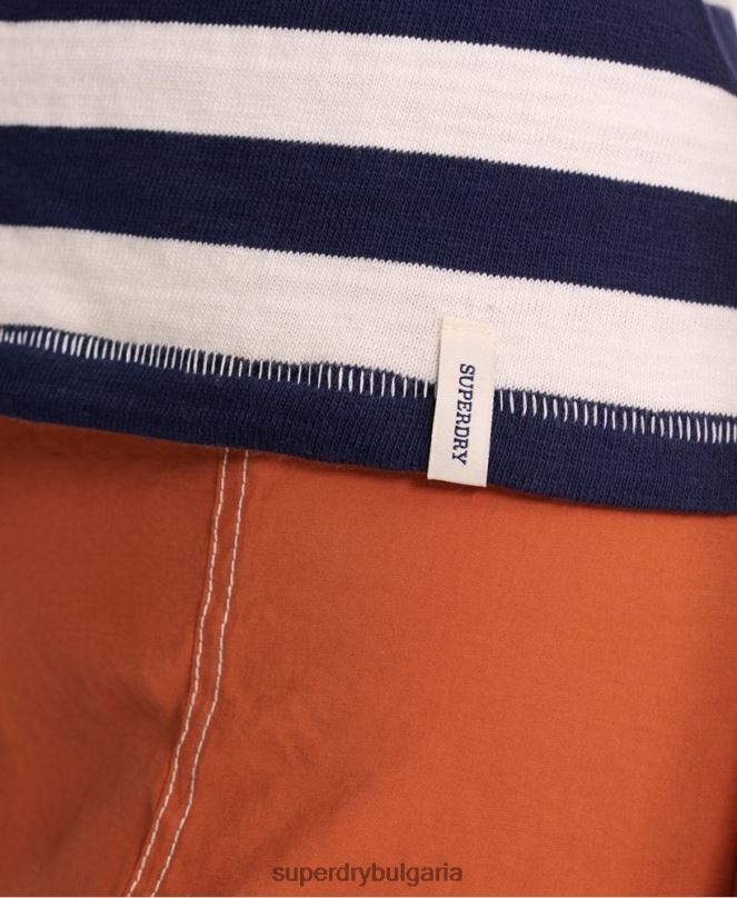 Superdry облекло N00H3087 военноморски флот Жени елек на лятно райе
