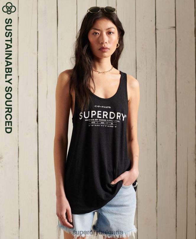 Superdry облекло N00H3090 черен Жени пустинна ленена жилетка