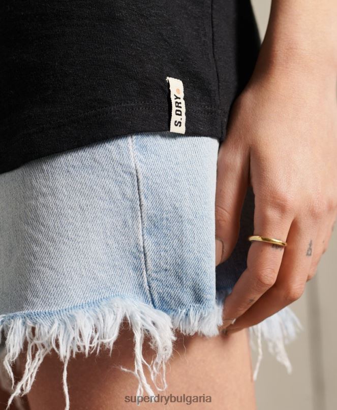 Superdry облекло N00H3090 черен Жени пустинна ленена жилетка
