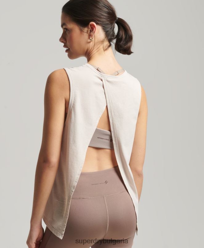 Superdry облекло N00H6313 сметана Жени flex loose open back tank