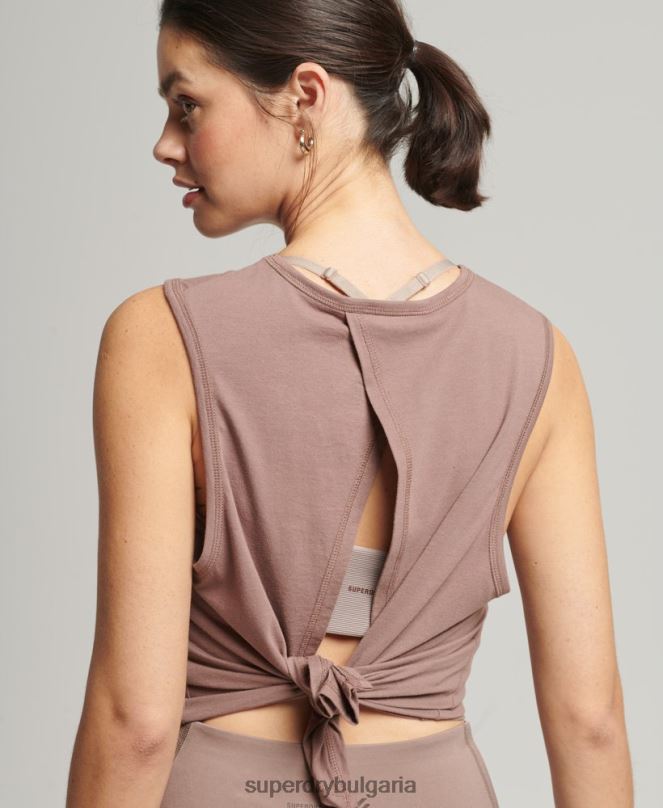 Superdry облекло N00H6332 кафяво Жени flex loose open back tank