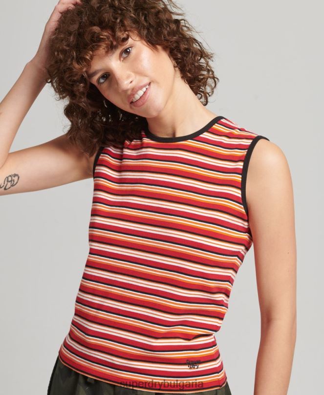 Superdry облекло N00H6506 червен Жени потник с кали райе