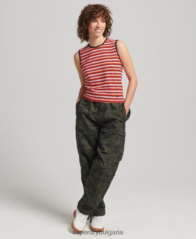 Superdry облекло N00H6506 червен Жени потник с кали райе