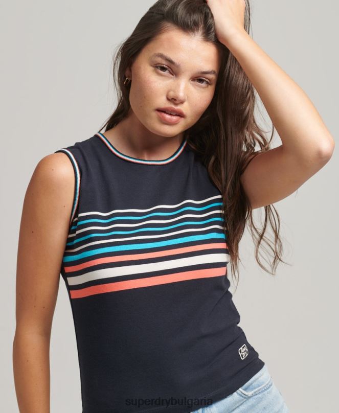 Superdry облекло N00H6508 военноморски флот Жени потник с кали райе