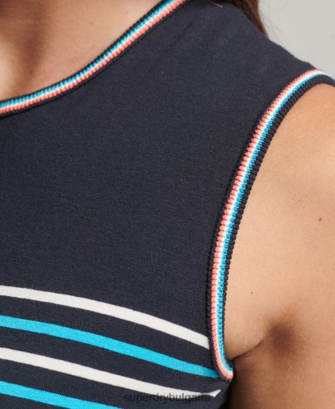 Superdry облекло N00H6508 военноморски флот Жени потник с кали райе