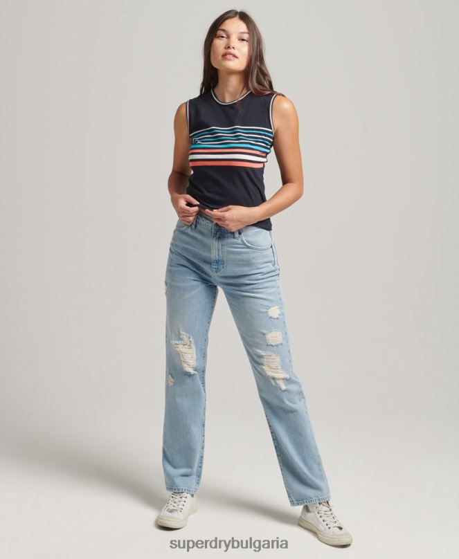 Superdry облекло N00H6508 военноморски флот Жени потник с кали райе