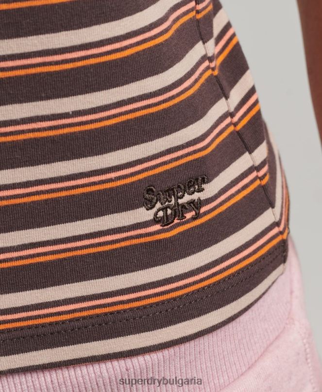 Superdry облекло N00H6525 кафяво Жени потник с кали райе