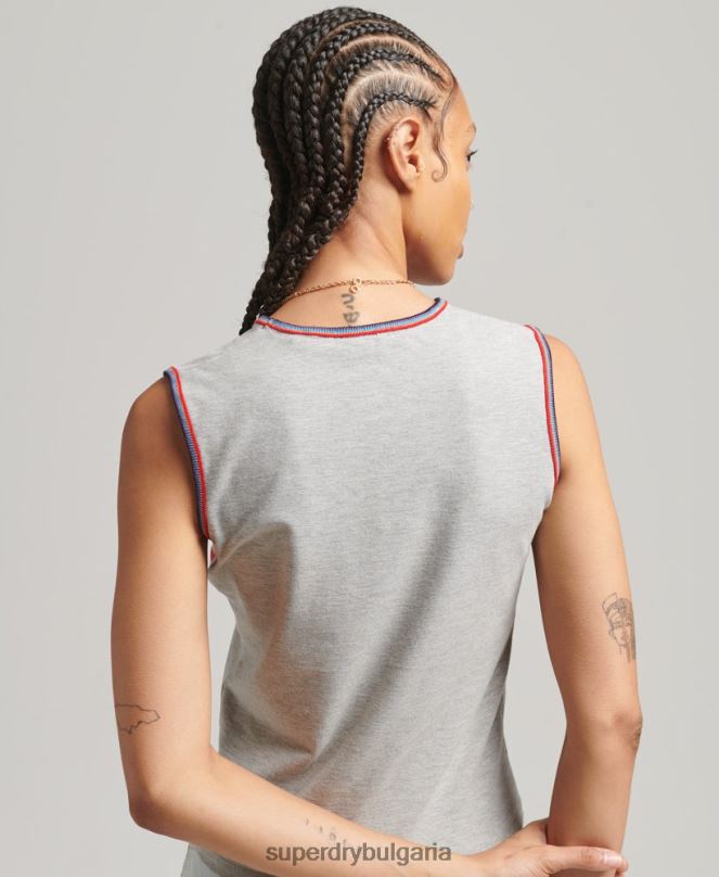 Superdry облекло N00H6527 сиво Жени потник с кали райе