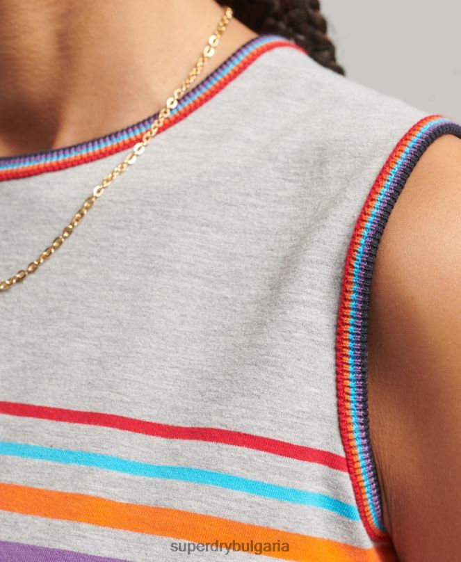 Superdry облекло N00H6527 сиво Жени потник с кали райе