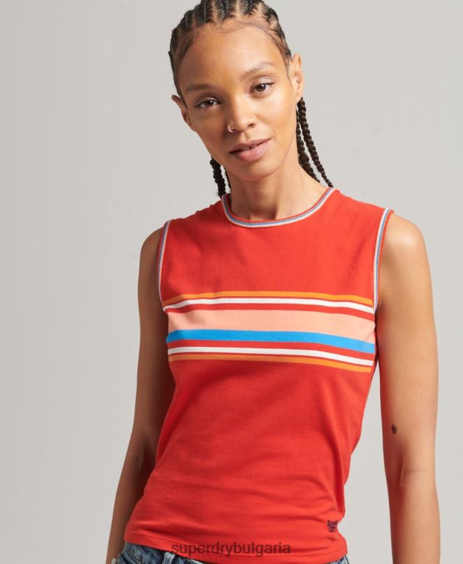 Superdry облекло N00H6536 червен Жени потник с кали райе