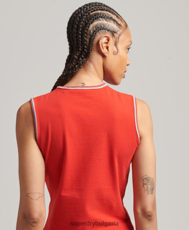 Superdry облекло N00H6536 червен Жени потник с кали райе