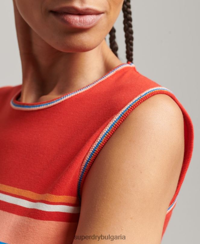Superdry облекло N00H6536 червен Жени потник с кали райе