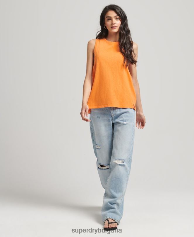 Superdry облекло N00H6573 оранжево Жени органичен памук реколта сърф ranchero жилетка