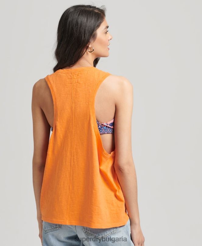 Superdry облекло N00H6573 оранжево Жени органичен памук реколта сърф ranchero жилетка