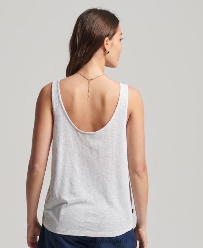 Superdry облекло N00H6590 светло сив Жени потник с джоб от органичен памук