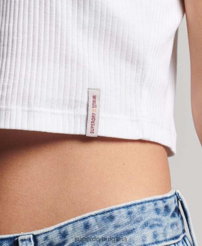 Superdry облекло N00H6699 бяло Жени органичен памук, реколта, оребрена горна жилетка