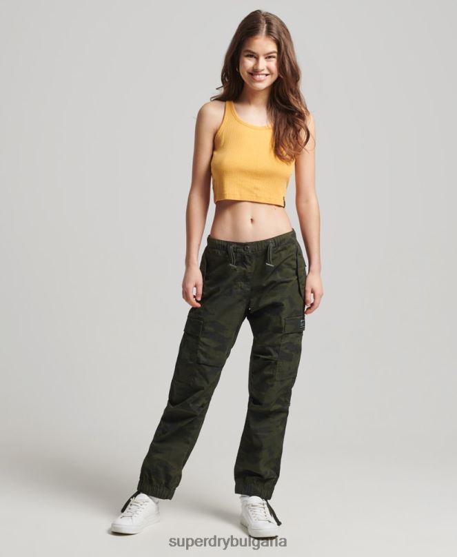 Superdry облекло N00H6701 жълто Жени органичен памук, реколта, оребрена горна жилетка