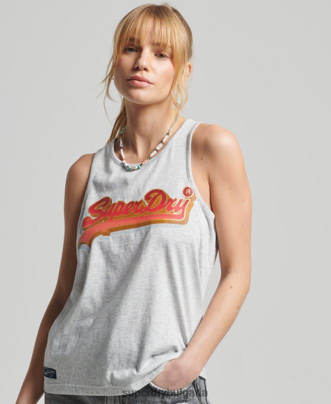Superdry облекло N00H6703 светло сив Жени сезонна жилетка с винтидж лого